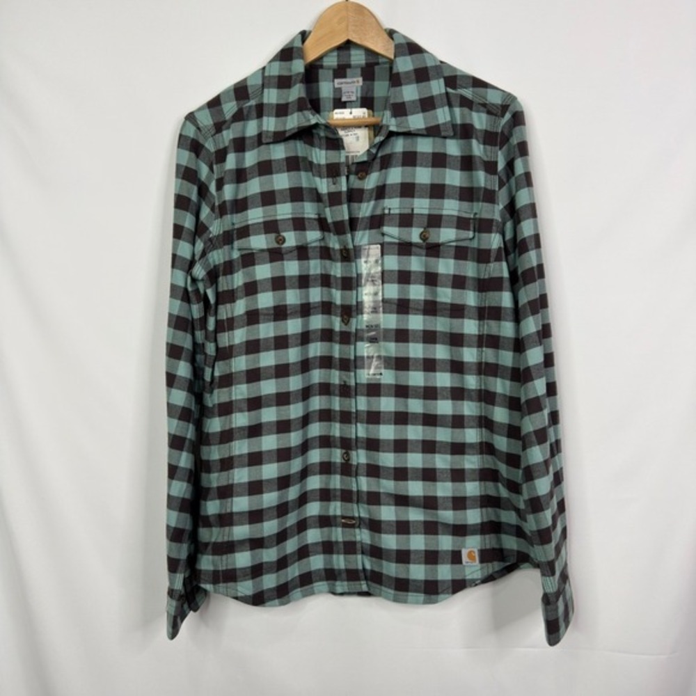 Carhartt Hamilton Rugged Flex Long Sleeve Button Up Plaid Shirt Size M NWT - Picture 2 of 9